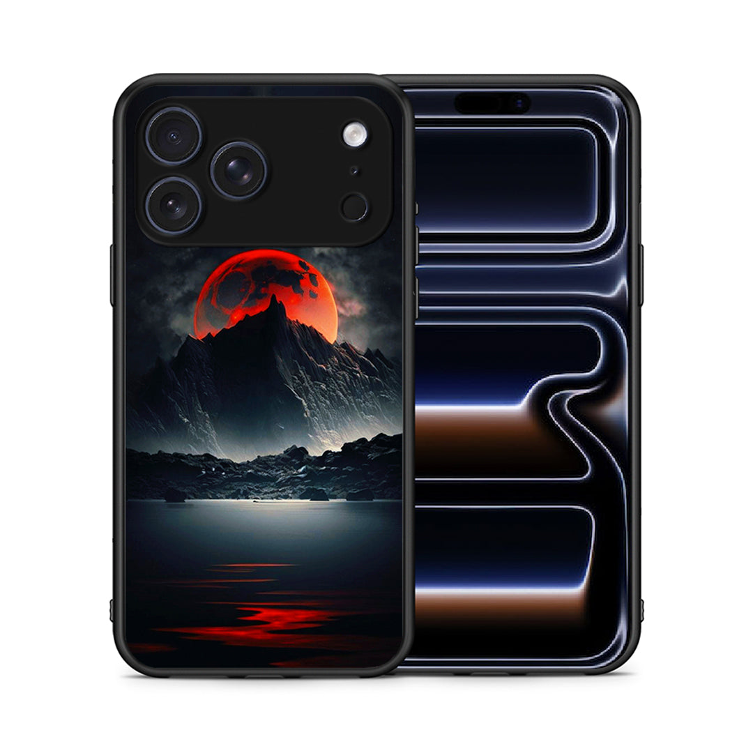 Θήκη iPhone 17 Pro Max Red Full Moon από τη Smartfits με σχέδιο στο πίσω μέρος και μαύρο περίβλημα | iPhone 17 Pro Max Red Full Moon case with colorful back and black bezels