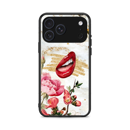 iPhone 17 Pro Max Red Lips θήκη από τη Smartfits με σχέδιο στο πίσω μέρος και μαύρο περίβλημα | Smartphone case with colorful back and black bezels by Smartfits