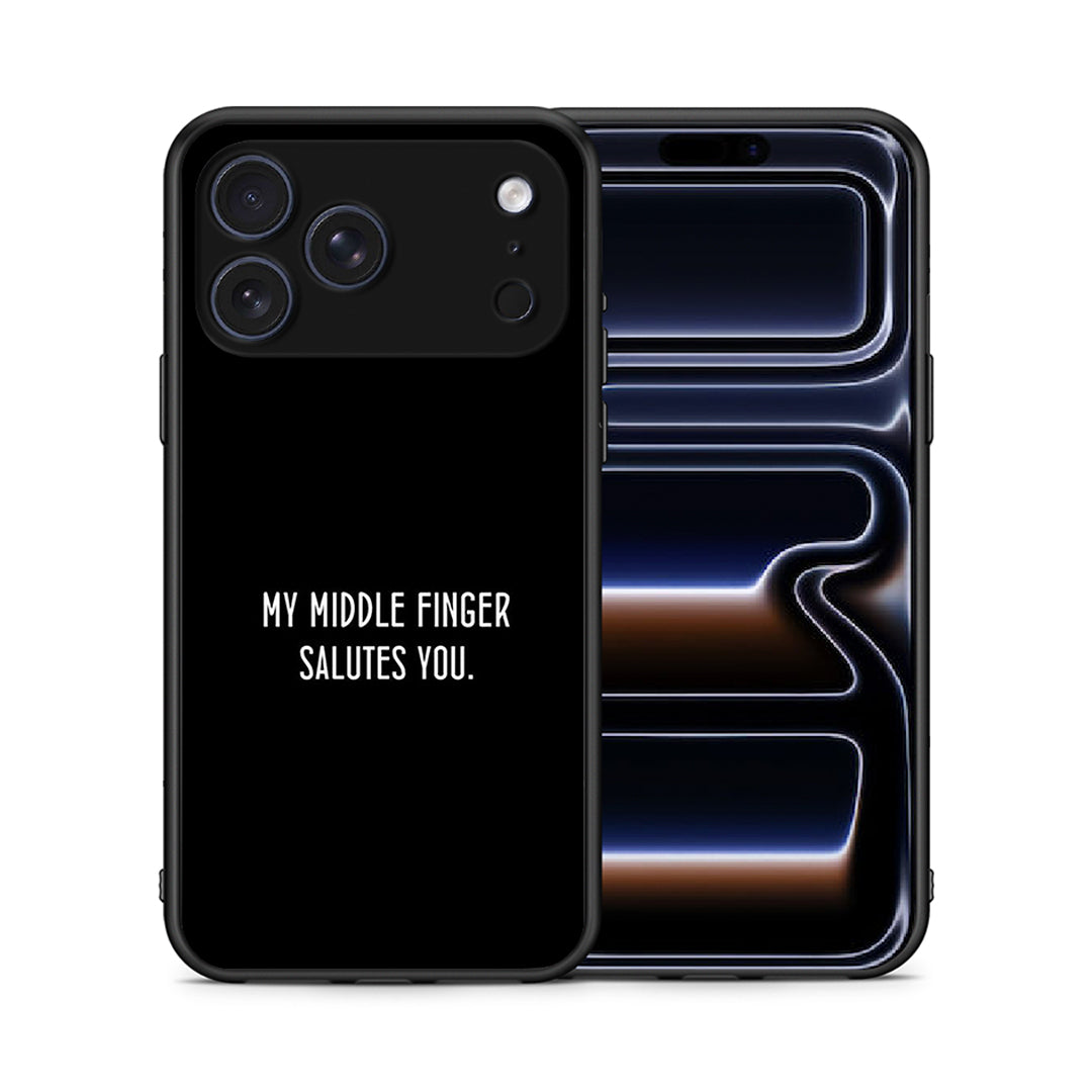 Θήκη iPhone 17 Pro Max Salute από τη Smartfits με σχέδιο στο πίσω μέρος και μαύρο περίβλημα | iPhone 17 Pro Max Salute case with colorful back and black bezels