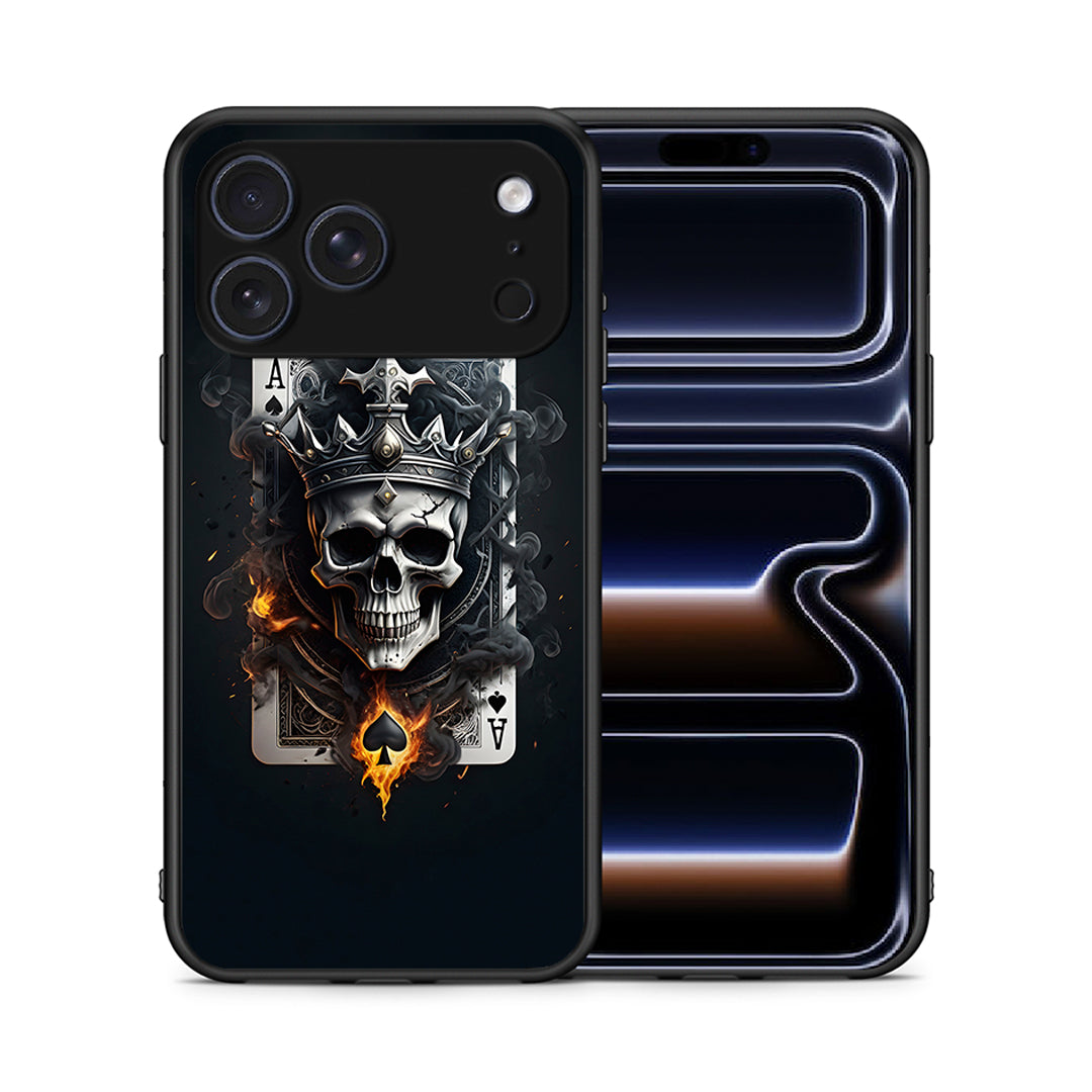 Θήκη iPhone 17 Pro Max Skull King Ace από τη Smartfits με σχέδιο στο πίσω μέρος και μαύρο περίβλημα | iPhone 17 Pro Max Skull King Ace case with colorful back and black bezels