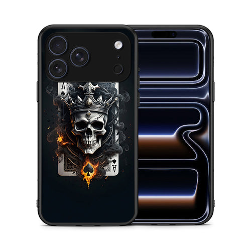 Θήκη iPhone 17 Pro Max Skull King Ace από τη Smartfits με σχέδιο στο πίσω μέρος και μαύρο περίβλημα | iPhone 17 Pro Max Skull King Ace case with colorful back and black bezels