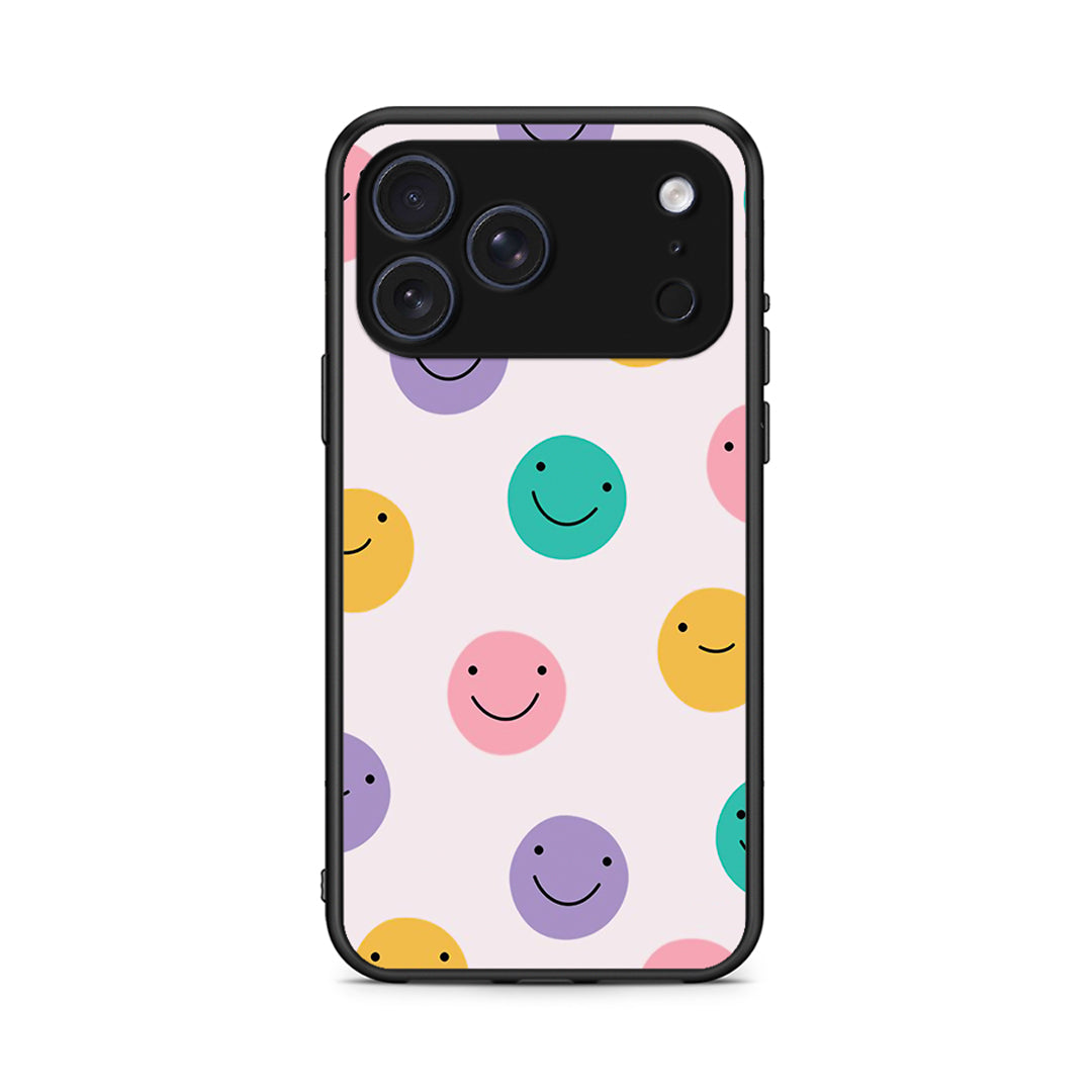 iPhone 17 Pro Max Smiley Faces θήκη από τη Smartfits με σχέδιο στο πίσω μέρος και μαύρο περίβλημα | Smartphone case with colorful back and black bezels by Smartfits