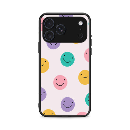 iPhone 17 Pro Max Smiley Faces θήκη από τη Smartfits με σχέδιο στο πίσω μέρος και μαύρο περίβλημα | Smartphone case with colorful back and black bezels by Smartfits