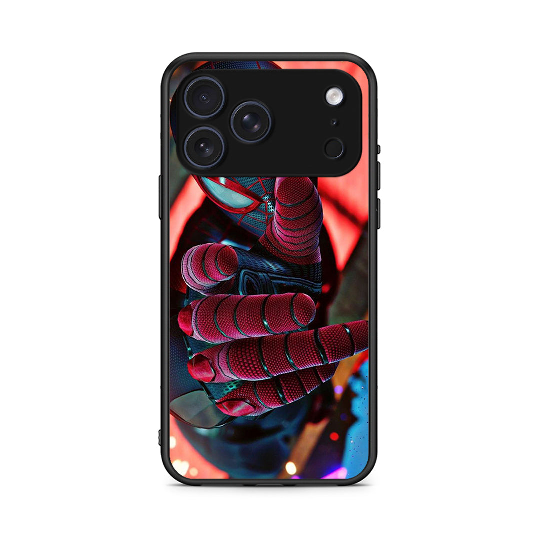 iPhone 17 Pro Max Spider Hand Θήκη από τη Smartfits με σχέδιο στο πίσω μέρος και μαύρο περίβλημα | Smartphone case with colorful back and black bezels by Smartfits