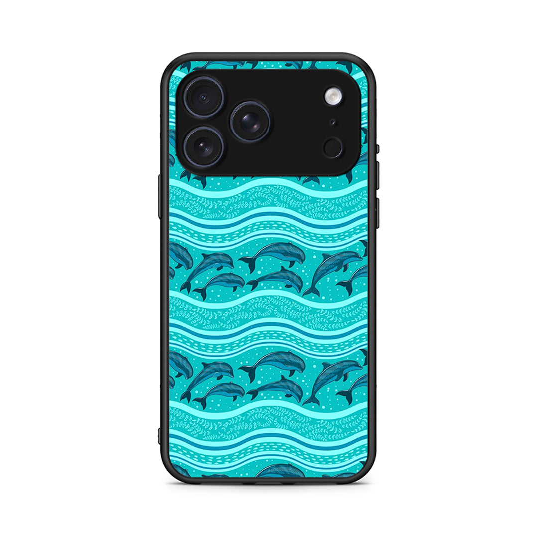 iPhone 17 Pro Max Swimming Dolphins θήκη από τη Smartfits με σχέδιο στο πίσω μέρος και μαύρο περίβλημα | Smartphone case with colorful back and black bezels by Smartfits