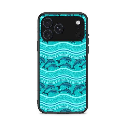 iPhone 17 Pro Max Swimming Dolphins θήκη από τη Smartfits με σχέδιο στο πίσω μέρος και μαύρο περίβλημα | Smartphone case with colorful back and black bezels by Smartfits