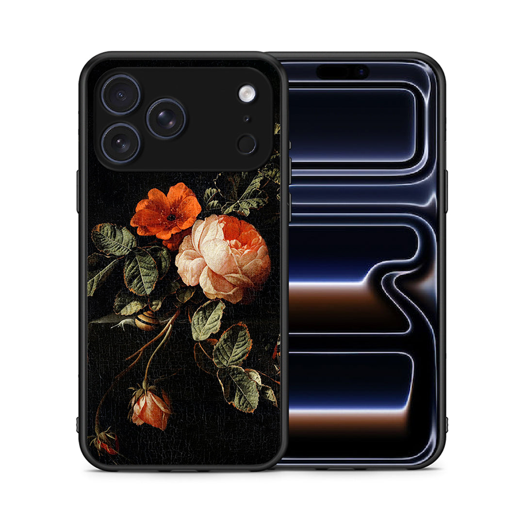 Θήκη iPhone 17 Pro Max Vintage Roses από τη Smartfits με σχέδιο στο πίσω μέρος και μαύρο περίβλημα | iPhone 17 Pro Max Vintage Roses case with colorful back and black bezels