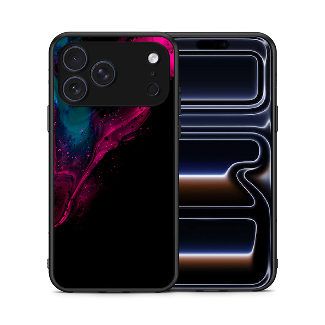 Θήκη iPhone 17 Pro Max Pink Black Watercolor από τη Smartfits με σχέδιο στο πίσω μέρος και μαύρο περίβλημα | iPhone 17 Pro Max Pink Black Watercolor case with colorful back and black bezels