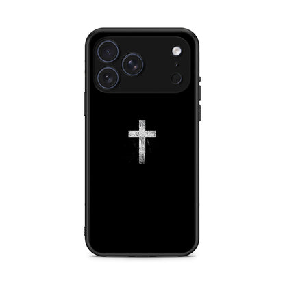 iPhone 17 Pro Max White Cross θήκη από τη Smartfits με σχέδιο στο πίσω μέρος και μαύρο περίβλημα | Smartphone case with colorful back and black bezels by Smartfits