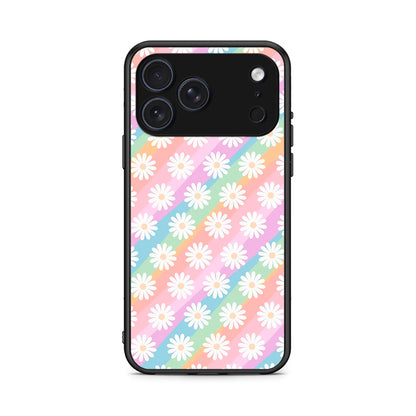 iPhone 17 Pro Max White Daisies θήκη από τη Smartfits με σχέδιο στο πίσω μέρος και μαύρο περίβλημα | Smartphone case with colorful back and black bezels by Smartfits
