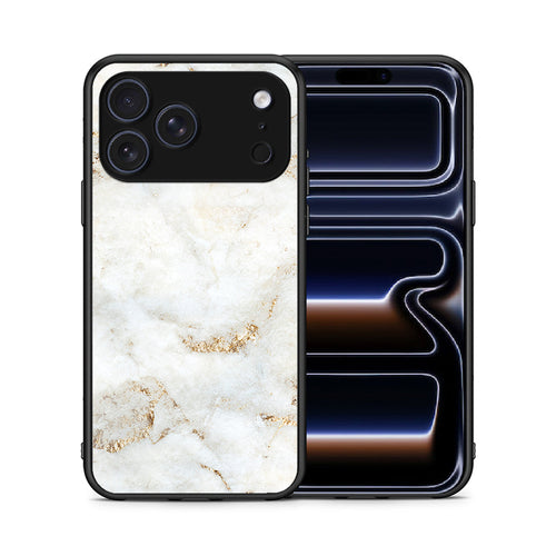 Θήκη iPhone 17 Pro Max White Gold Marble από τη Smartfits με σχέδιο στο πίσω μέρος και μαύρο περίβλημα | iPhone 17 Pro Max White Gold Marble case with colorful back and black bezels