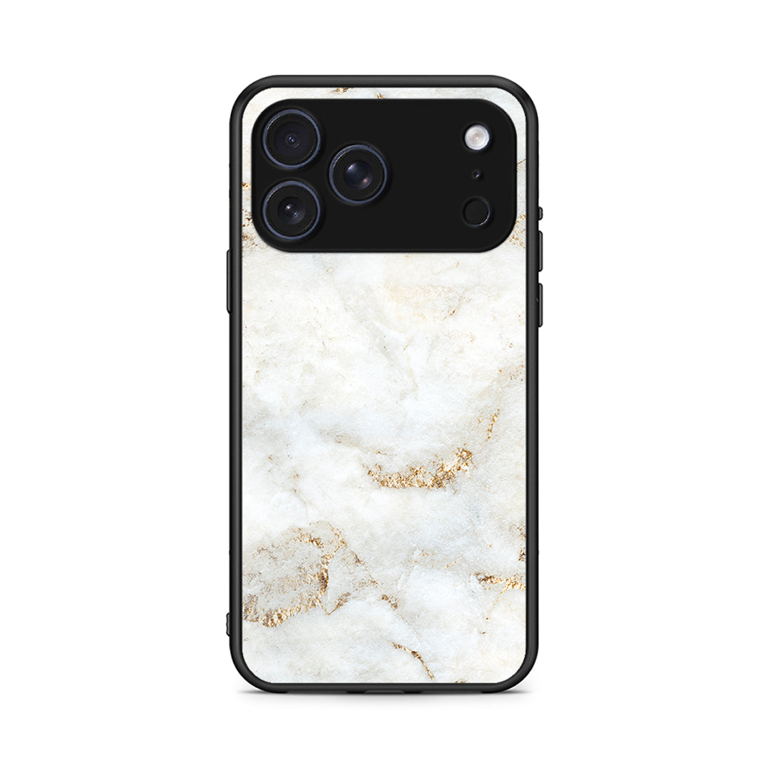 iPhone 17 Pro Max White Gold Marble θήκη από τη Smartfits με σχέδιο στο πίσω μέρος και μαύρο περίβλημα | Smartphone case with colorful back and black bezels by Smartfits