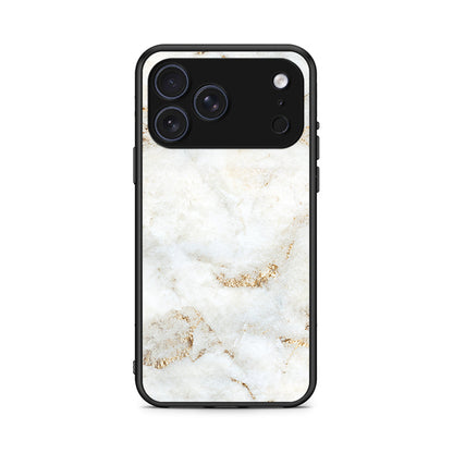 iPhone 17 Pro Max White Gold Marble θήκη από τη Smartfits με σχέδιο στο πίσω μέρος και μαύρο περίβλημα | Smartphone case with colorful back and black bezels by Smartfits