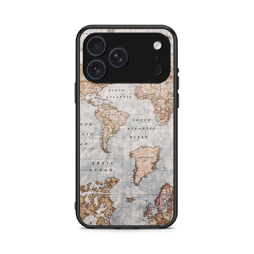 iPhone 17 Pro Max World Map Θήκη από τη Smartfits με σχέδιο στο πίσω μέρος και μαύρο περίβλημα | Smartphone case with colorful back and black bezels by Smartfits