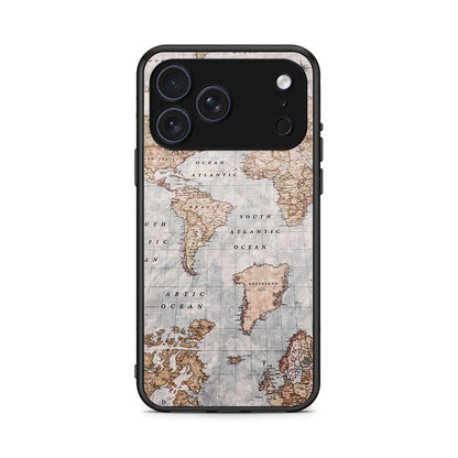 iPhone 17 Pro Max World Map Θήκη από τη Smartfits με σχέδιο στο πίσω μέρος και μαύρο περίβλημα | Smartphone case with colorful back and black bezels by Smartfits