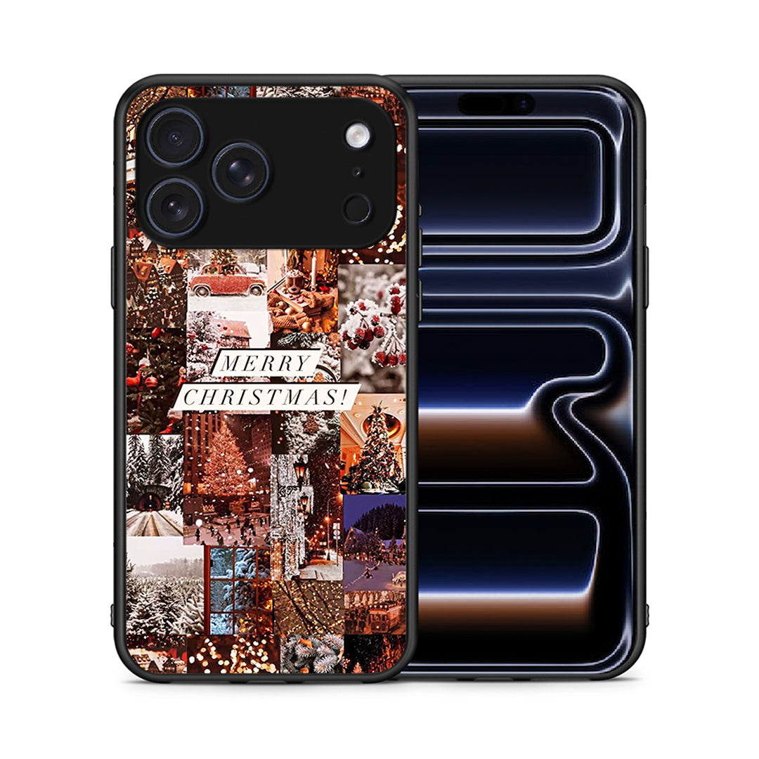 Θήκη iPhone 17 Pro Max Xmas Collage από τη Smartfits με σχέδιο στο πίσω μέρος και μαύρο περίβλημα | iPhone 17 Pro Max Xmas Collage case with colorful back and black bezels