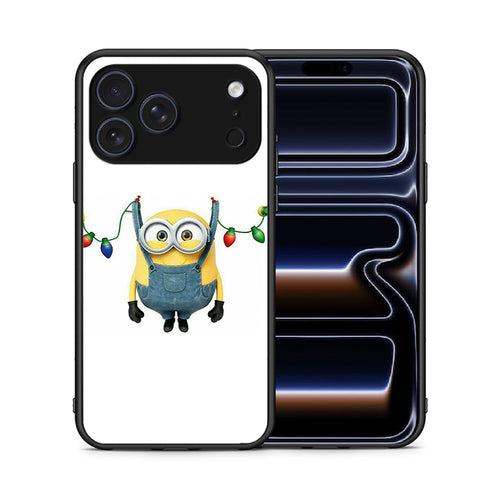 Θήκη iPhone 17 Pro Max Xmas Minion Lights από τη Smartfits με σχέδιο στο πίσω μέρος και μαύρο περίβλημα | iPhone 17 Pro Max Xmas Minion Lights case with colorful back and black bezels