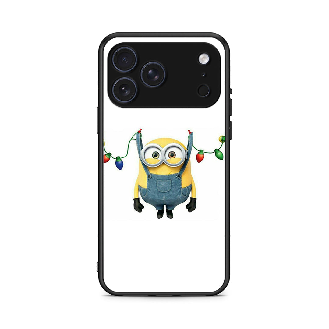 iPhone 17 Pro Max Xmas Minion Lights θήκη από τη Smartfits με σχέδιο στο πίσω μέρος και μαύρο περίβλημα | Smartphone case with colorful back and black bezels by Smartfits