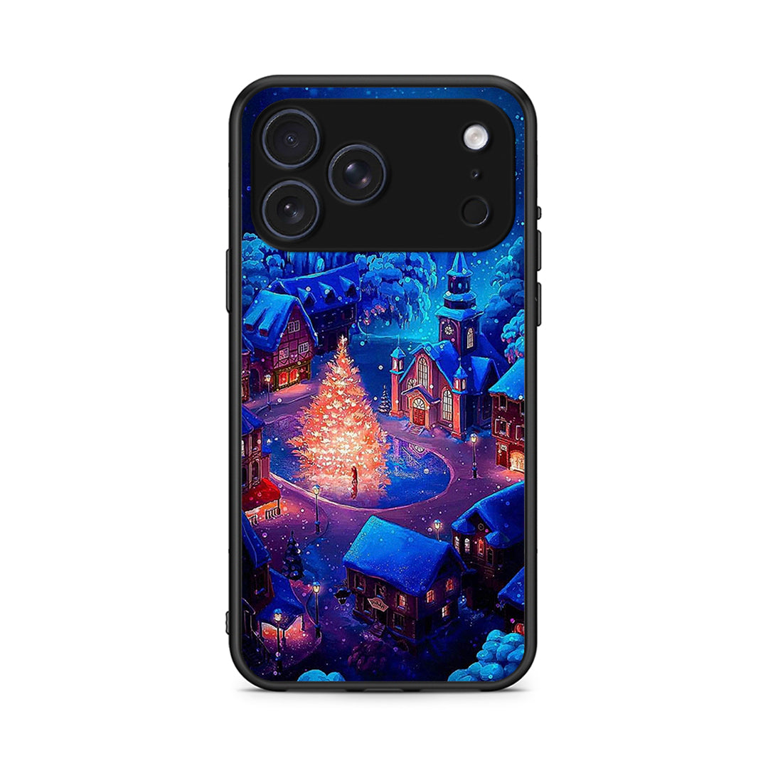 iPhone 17 Pro Max Xmas Village θήκη από τη Smartfits με σχέδιο στο πίσω μέρος και μαύρο περίβλημα | Smartphone case with colorful back and black bezels by Smartfits