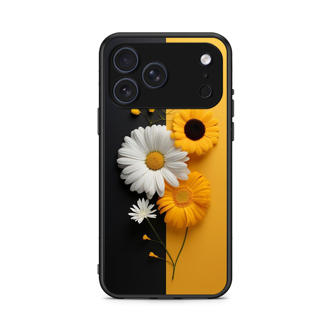 iPhone 17 Pro Max Yellow Daisies θήκη από τη Smartfits με σχέδιο στο πίσω μέρος και μαύρο περίβλημα | Smartphone case with colorful back and black bezels by Smartfits