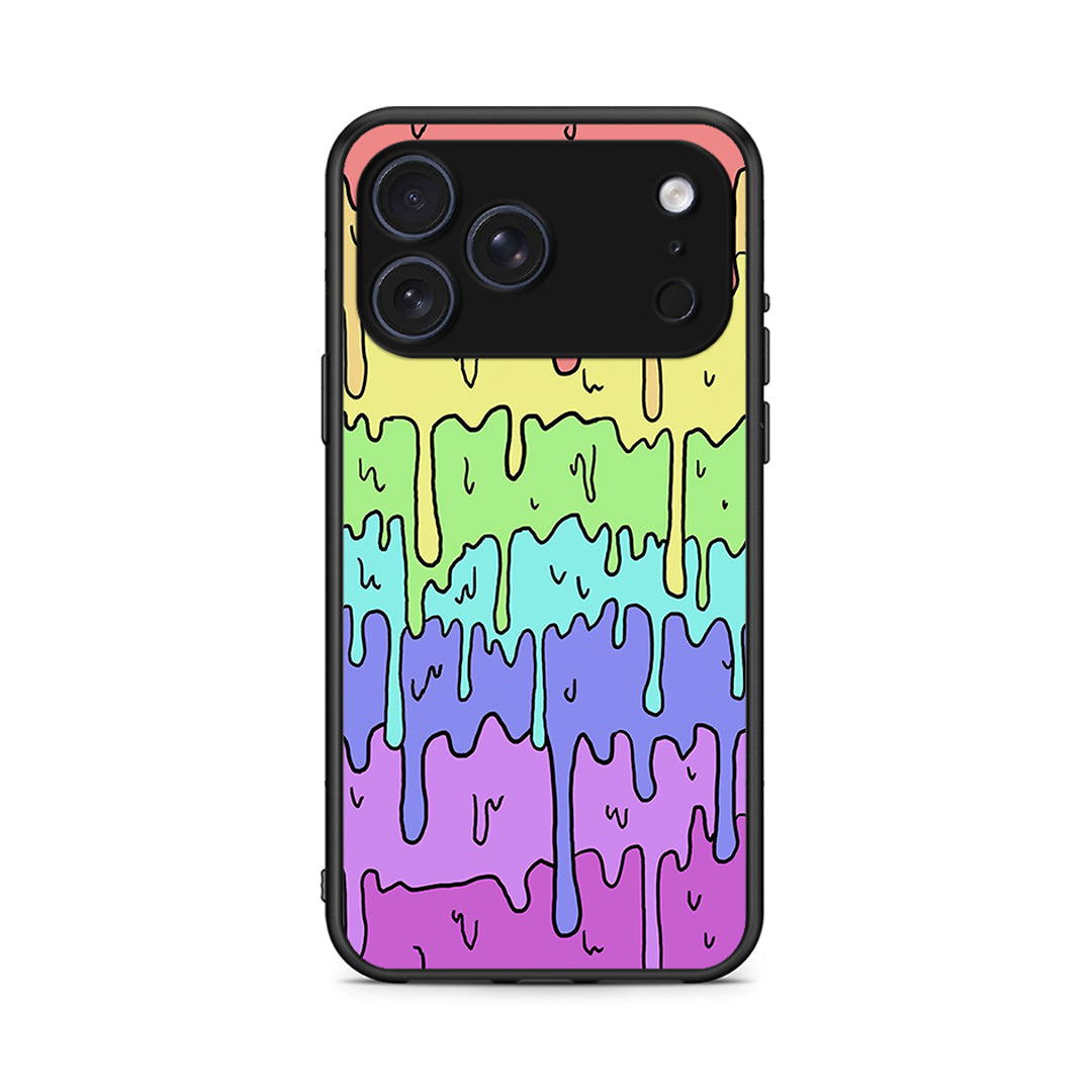 iPhone 17 Pro Melting Rainbow θήκη από τη Smartfits με σχέδιο στο πίσω μέρος και μαύρο περίβλημα | Smartphone case with colorful back and black bezels by Smartfits
