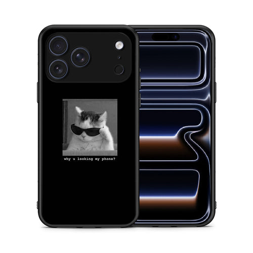 Θήκη iPhone 17 Pro Meme Cat από τη Smartfits με σχέδιο στο πίσω μέρος και μαύρο περίβλημα | iPhone 17 Pro Meme Cat case with colorful back and black bezels