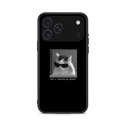 iPhone 17 Pro Meme Cat θήκη από τη Smartfits με σχέδιο στο πίσω μέρος και μαύρο περίβλημα | Smartphone case with colorful back and black bezels by Smartfits