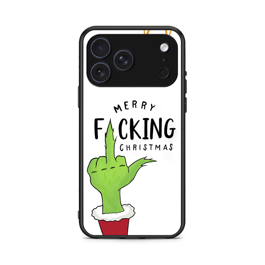 iPhone 17 Pro Merry F Xmas θήκη από τη Smartfits με σχέδιο στο πίσω μέρος και μαύρο περίβλημα | Smartphone case with colorful back and black bezels by Smartfits
