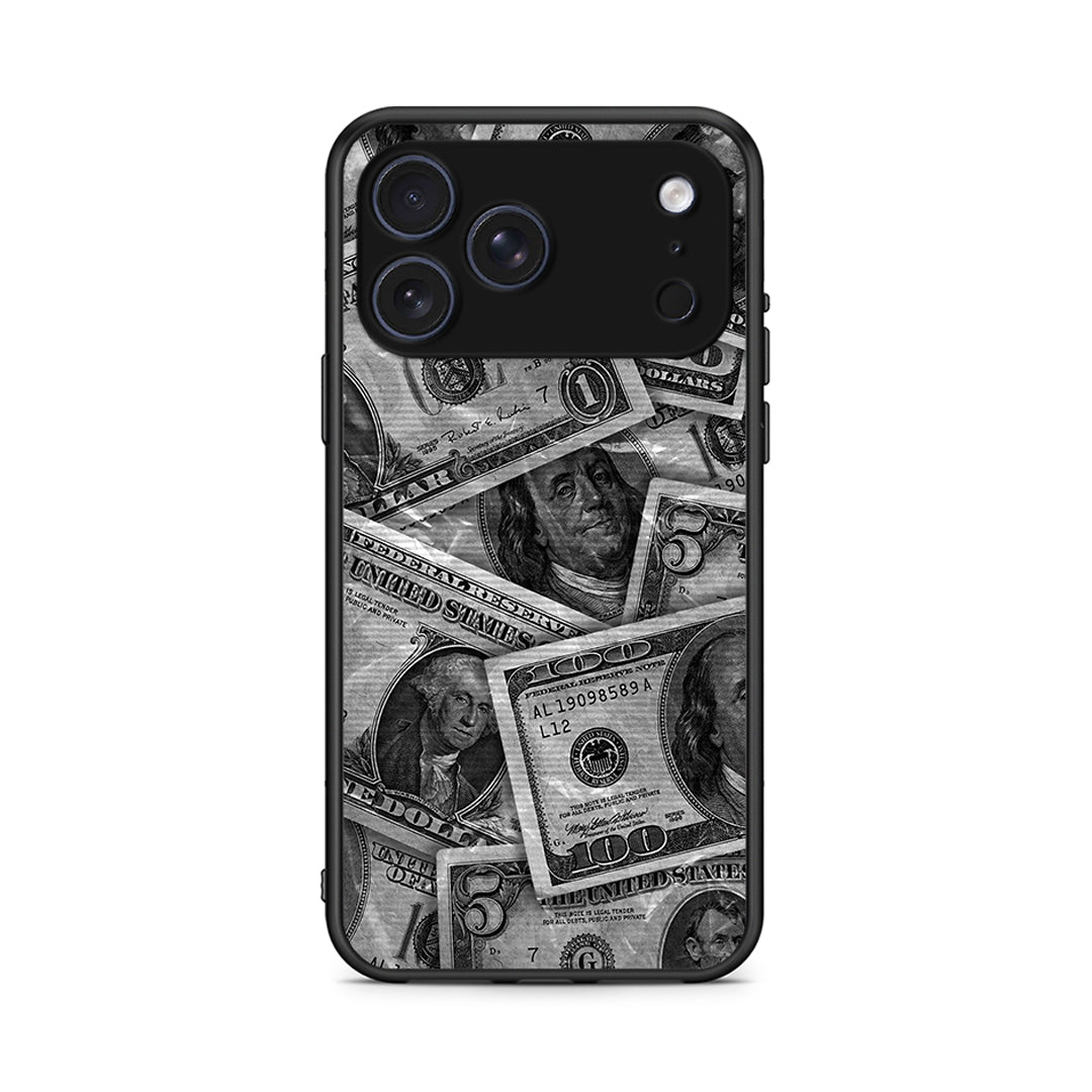 iPhone 17 Pro Money Dollars θήκη από τη Smartfits με σχέδιο στο πίσω μέρος και μαύρο περίβλημα | Smartphone case with colorful back and black bezels by Smartfits