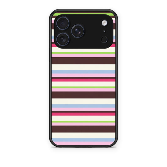 Θήκη iPhone 17 Pro Multicolour Horizontal Stripes από τη Smartfits με σχέδιο στο πίσω μέρος και μαύρο περίβλημα | iPhone 17 Pro Multicolour Horizontal Stripes case with colorful back and black bezels