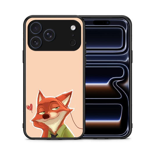 Θήκη iPhone 17 Pro Nick Wilde And Judy Hopps Love 1 από τη Smartfits με σχέδιο στο πίσω μέρος και μαύρο περίβλημα | iPhone 17 Pro Nick Wilde And Judy Hopps Love 1 case with colorful back and black bezels