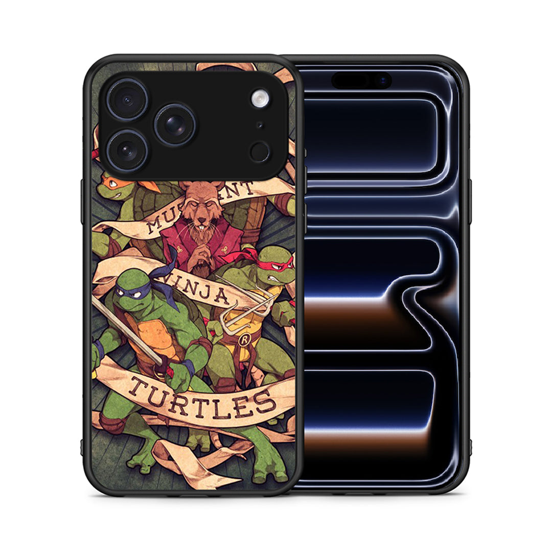 Θήκη iPhone 17 Pro Ninja Turtles από τη Smartfits με σχέδιο στο πίσω μέρος και μαύρο περίβλημα | iPhone 17 Pro Ninja Turtles case with colorful back and black bezels