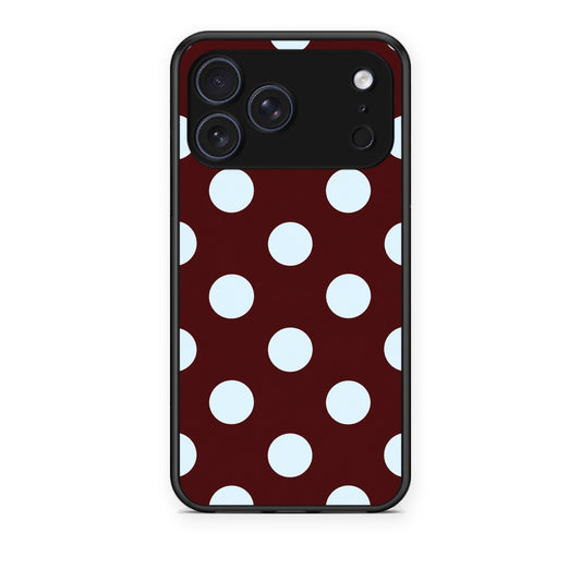 Θήκη iPhone 17 Pro Pale Blue Large Polka Dots on Burgundy από τη Smartfits με σχέδιο στο πίσω μέρος και μαύρο περίβλημα | iPhone 17 Pro Pale Blue Large Polka Dots on Burgundy case with colorful back and black bezels