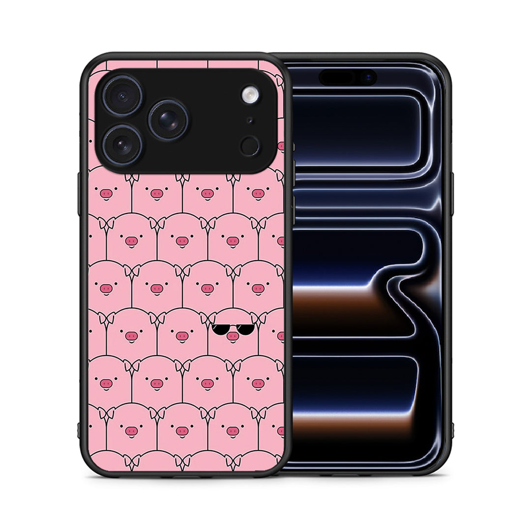 Θήκη iPhone 17 Pro Pig Glasses από τη Smartfits με σχέδιο στο πίσω μέρος και μαύρο περίβλημα | iPhone 17 Pro Pig Glasses case with colorful back and black bezels