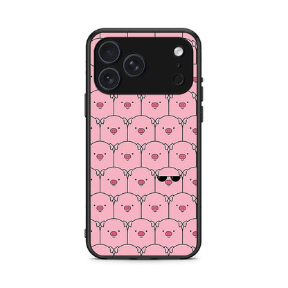 iPhone 17 Pro Pig Glasses θήκη από τη Smartfits με σχέδιο στο πίσω μέρος και μαύρο περίβλημα | Smartphone case with colorful back and black bezels by Smartfits