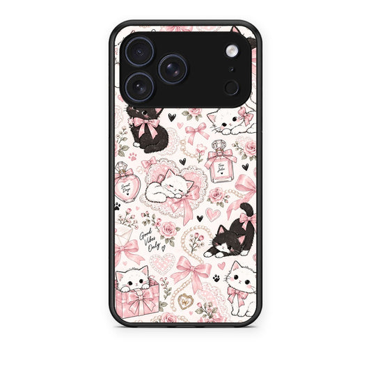 Θήκη iPhone 17 Pro Pink Bows and Kittens Collage από τη Smartfits με σχέδιο στο πίσω μέρος και μαύρο περίβλημα | iPhone 17 Pro Pink Bows and Kittens Collage case with colorful back and black bezels