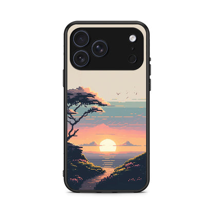 iPhone 17 Pro Pixel Sunset Θήκη από τη Smartfits με σχέδιο στο πίσω μέρος και μαύρο περίβλημα | Smartphone case with colorful back and black bezels by Smartfits