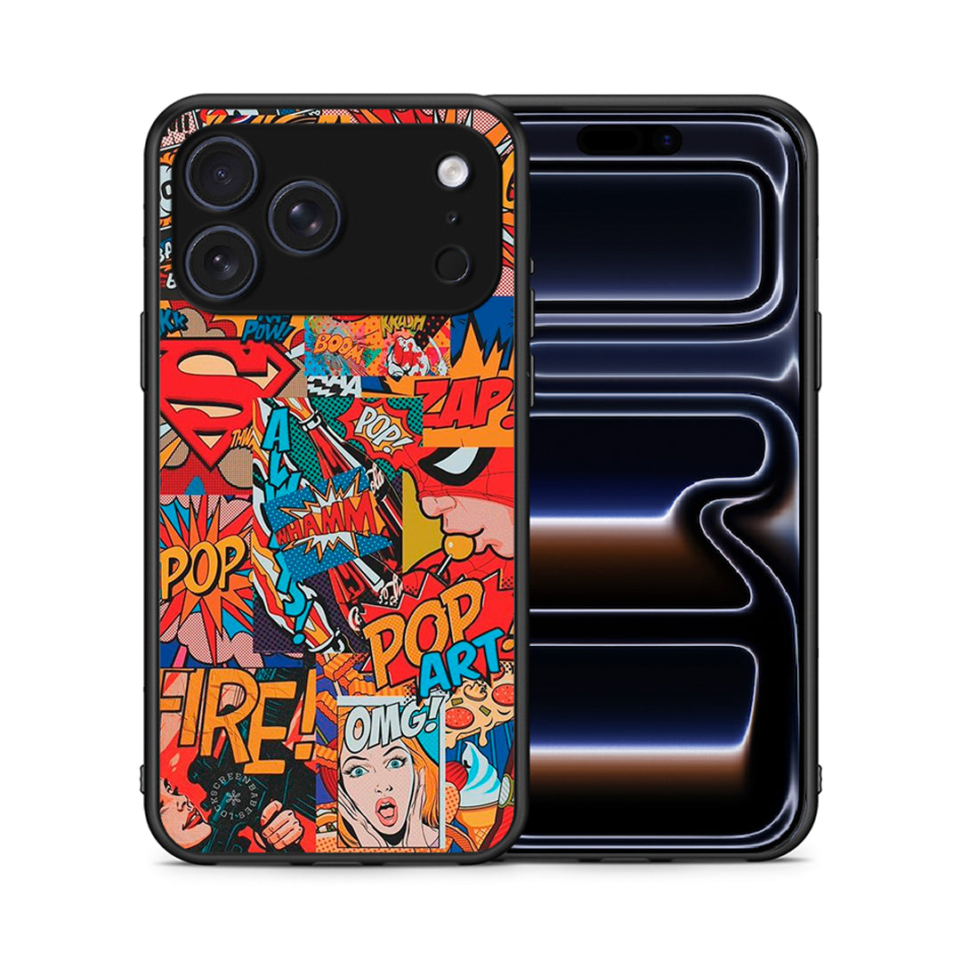 Θήκη iPhone 17 Pro PopArt OMG από τη Smartfits με σχέδιο στο πίσω μέρος και μαύρο περίβλημα | iPhone 17 Pro PopArt OMG case with colorful back and black bezels