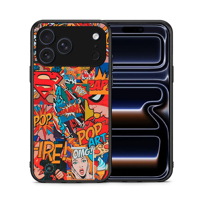 Θήκη iPhone 17 Pro PopArt OMG από τη Smartfits με σχέδιο στο πίσω μέρος και μαύρο περίβλημα | iPhone 17 Pro PopArt OMG case with colorful back and black bezels