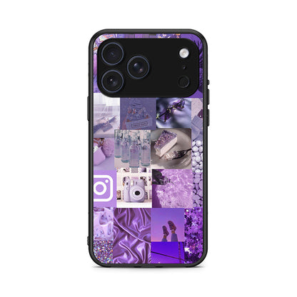 iPhone 17 Pro Purple Aesthetic Collage θήκη από τη Smartfits με σχέδιο στο πίσω μέρος και μαύρο περίβλημα | Smartphone case with colorful back and black bezels by Smartfits