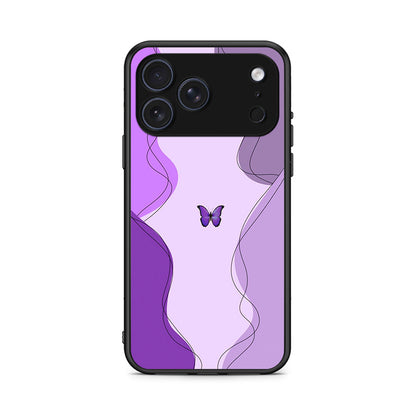 iPhone 17 Pro Purple Mariposa Θήκη Αγίου Βαλεντίνου από τη Smartfits με σχέδιο στο πίσω μέρος και μαύρο περίβλημα | Smartphone case with colorful back and black bezels by Smartfits