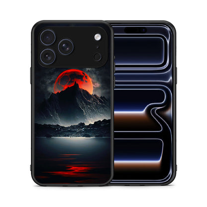 Θήκη iPhone 17 Pro Red Full Moon από τη Smartfits με σχέδιο στο πίσω μέρος και μαύρο περίβλημα | iPhone 17 Pro Red Full Moon case with colorful back and black bezels