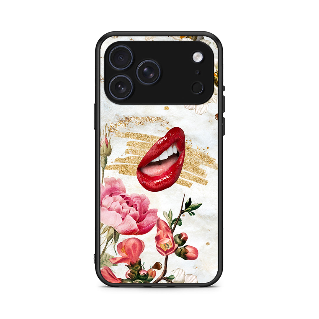 iPhone 17 Pro Red Lips θήκη από τη Smartfits με σχέδιο στο πίσω μέρος και μαύρο περίβλημα | Smartphone case with colorful back and black bezels by Smartfits