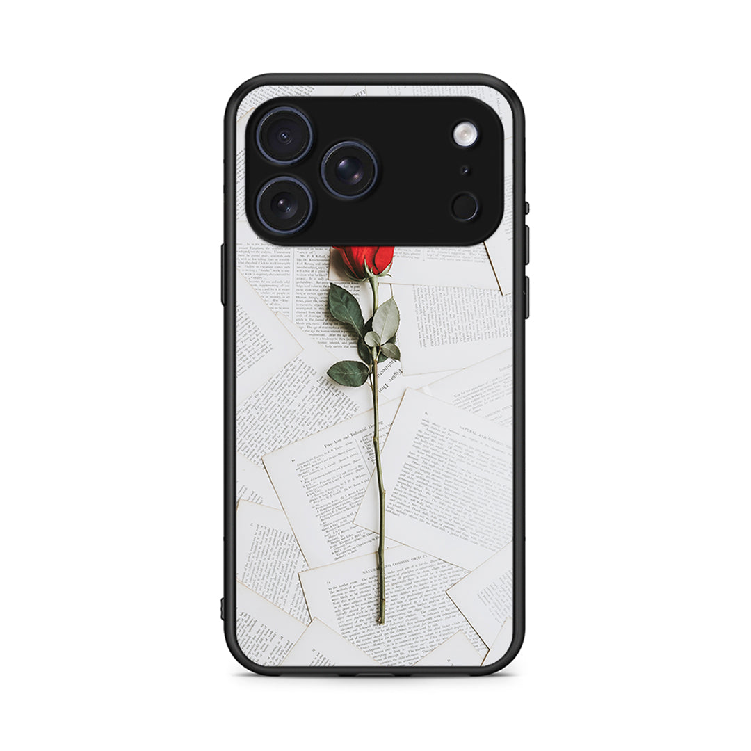 iPhone 17 Pro Red Rose θήκη από τη Smartfits με σχέδιο στο πίσω μέρος και μαύρο περίβλημα | Smartphone case with colorful back and black bezels by Smartfits