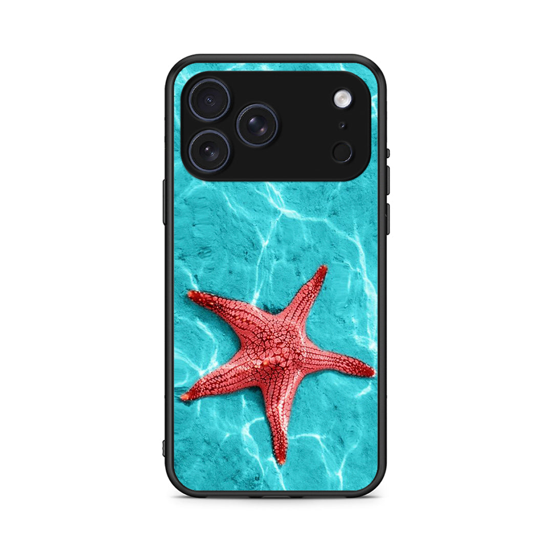 iPhone 17 Pro Red Starfish Θήκη από τη Smartfits με σχέδιο στο πίσω μέρος και μαύρο περίβλημα | Smartphone case with colorful back and black bezels by Smartfits