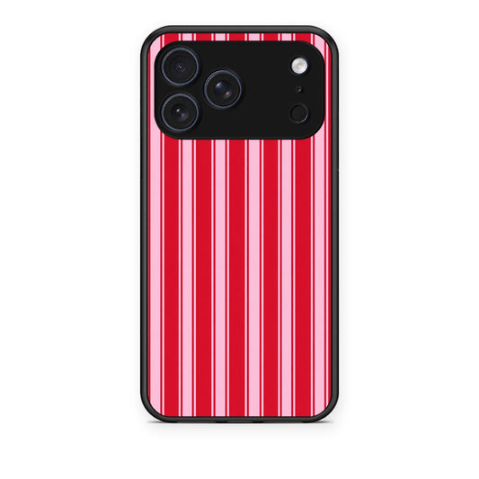 Θήκη iPhone 17 Pro Red and Pink Vertical Pinstripes από τη Smartfits με σχέδιο στο πίσω μέρος και μαύρο περίβλημα | iPhone 17 Pro Red and Pink Vertical Pinstripes case with colorful back and black bezels