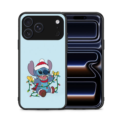 Θήκη iPhone 17 Pro Santa Stich από τη Smartfits με σχέδιο στο πίσω μέρος και μαύρο περίβλημα | iPhone 17 Pro Santa Stich case with colorful back and black bezels