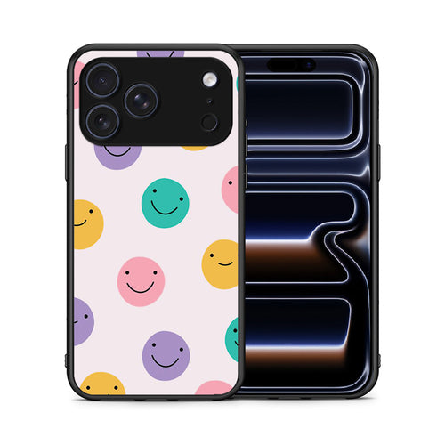 Θήκη iPhone 17 Pro Smiley Faces από τη Smartfits με σχέδιο στο πίσω μέρος και μαύρο περίβλημα | iPhone 17 Pro Smiley Faces case with colorful back and black bezels