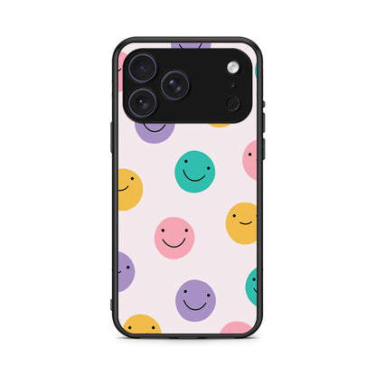 iPhone 17 Pro Smiley Faces θήκη από τη Smartfits με σχέδιο στο πίσω μέρος και μαύρο περίβλημα | Smartphone case with colorful back and black bezels by Smartfits