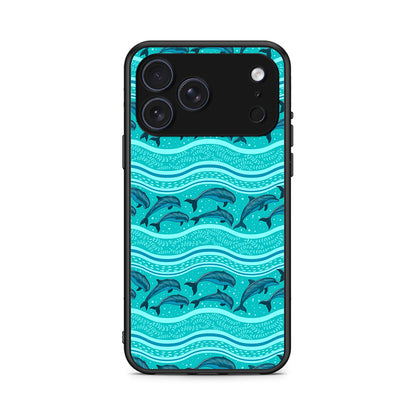 iPhone 17 Pro Swimming Dolphins θήκη από τη Smartfits με σχέδιο στο πίσω μέρος και μαύρο περίβλημα | Smartphone case with colorful back and black bezels by Smartfits